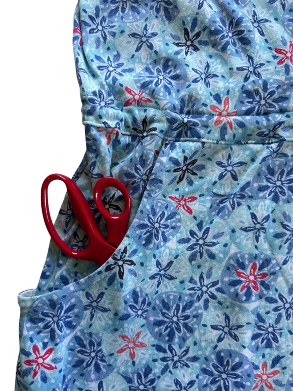 Talbots 100% Cotton T Shirt Dress Drawstring Waist Size 3X Floral Sand Dollar - Picture 5 of 11